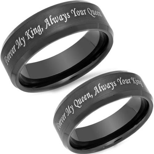 Black Wedding Rings For Men Black Tungsten Carbide King Queen Ring