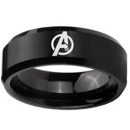 Black Band Ring Tungsten Carbide Marvel Avengers Ring