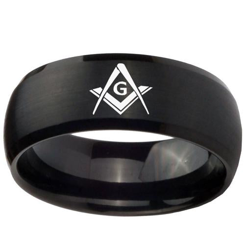 Men's Tungsten Rings Black Tungsten Carbide Masonic Ring