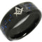 Tungsten Carbide Rings Black Tungsten Carbide Masonic Ring With Carbon Fiber