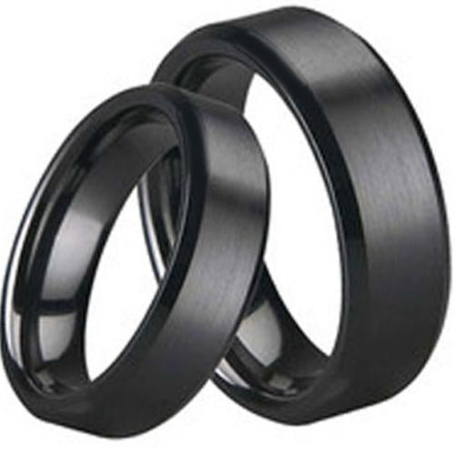 Black Wedding Rings For Men Black Tungsten Carbide Matt Polished Ring