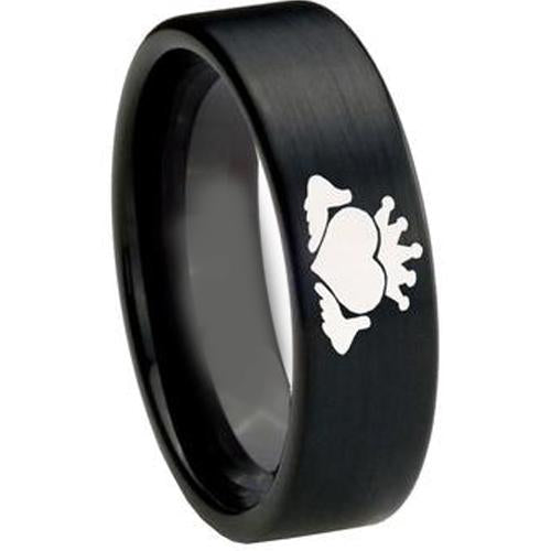 Black Rings For Women Black Tungsten Carbide Mo Anam Cara Flat Ring