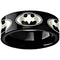 Batman Ring Black Tungsten Carbide Pipe Cut Flat Batman Ring