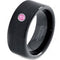 Black Band Ring Tungsten Carbide Flat Ring With Created Pink Sapphire