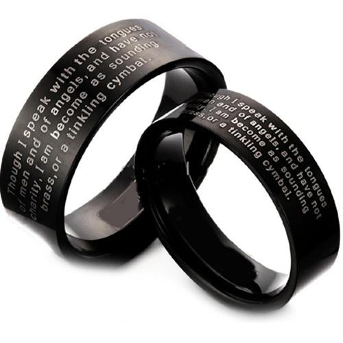 Black Wedding Rings For Men Black Tungsten Carbide Flat Ring With Custom Engraving