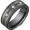 Black Band Ring Tungsten Carbide Flat Ring With Genuine Diamonds