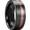 Wooden Rings For Men Black Tungsten Carbide Flat Ring With Offset Koa Wood