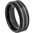 Black Rings For Men Black Tungsten Carbide Polished Matt Ring