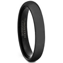 Black Rings For Men Black Tungsten Carbide Polished Shiny 3mm Dome Ring