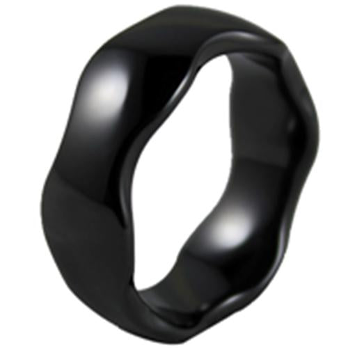 Black Rings For Men Black Tungsten Carbide Polished Shiny Wave Ring