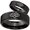 Black Band Ring Black Tungsten Carbide Step Edges Infinity Heart Ring