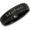 Black Rings For Men Black Tungsten Carbide Step Ring With Custom Name Engraving