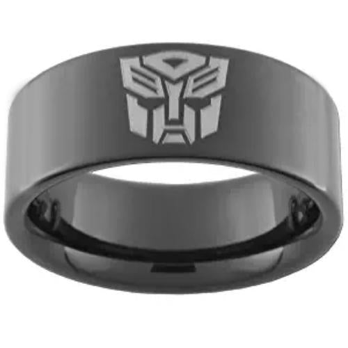 Black Wedding Rings For Men Black Tungsten Carbide Transformer Flat Ring