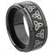 Black Rings For Men Black Tungsten Carbide Trinity Knots Triquetra Step Ring