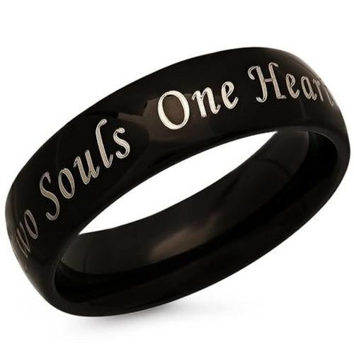 Black Rings For Women Black Tungsten Carbide Two Souls One Heart Dome Ring