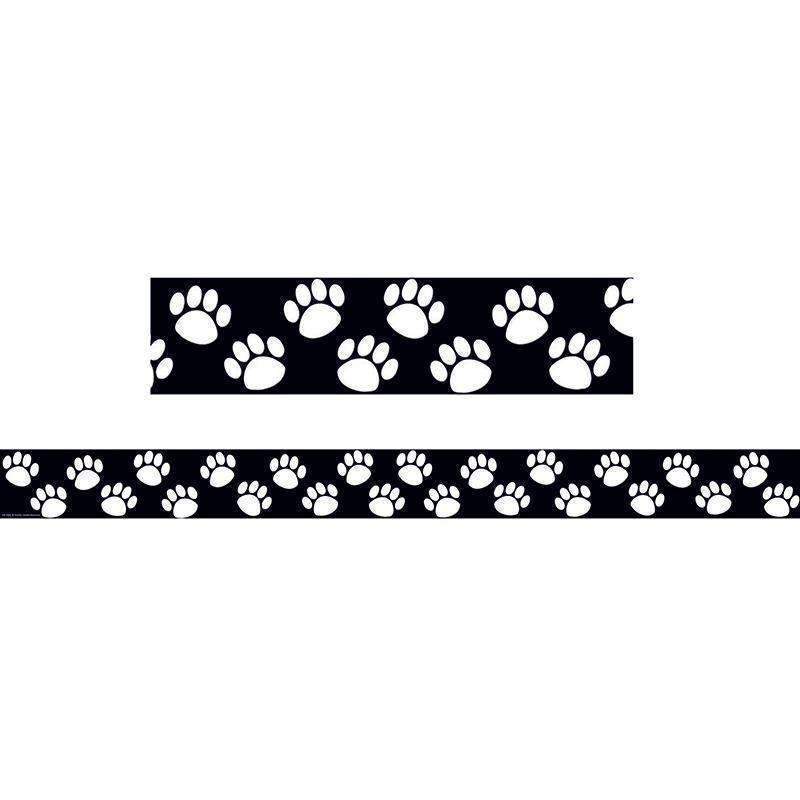 BLACK WITH WHITE PAW PRINTS BORDER-Learning Materials-JadeMoghul Inc.