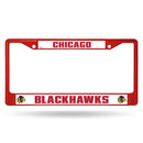 Best License Plate Frame Blackhawks Red Colored Chrome Frame