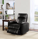 Blane Recliner (Power Motion), Black Leather-Recliner Chairs-Black-Leather Power Metal Reclining Mechanism-JadeMoghul Inc.