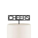 Block Cheers Acrylic Cake Topper - Black (Pack of 1)-Wedding Cake Toppers-JadeMoghul Inc.