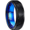 Black Wedding Rings For Her Blue Black Tungsten Carbide Diagonal Grooves Step Ring