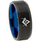 Black Wedding Rings For Her Blue Black Tungsten Carbide Masonic Ring