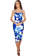 Blue Blood Olivia Bodycon Midi Dress - Women-Blue Blood-XS-Blue/White-JadeMoghul Inc.