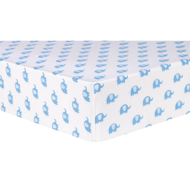 Blue Elephants Deluxe Flannel Fitted Crib Sheet-BLUE-JadeMoghul Inc.
