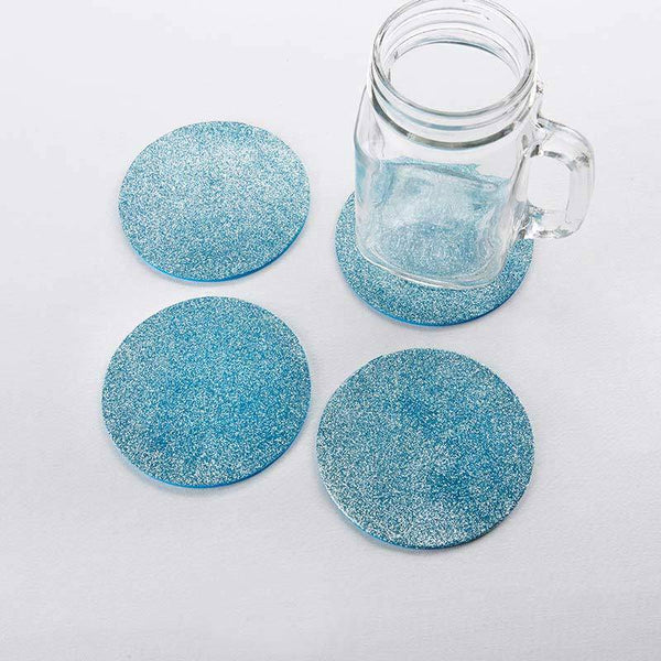 Blue Glitter Coaster (12 Sets)-Personalized Coasters-JadeMoghul Inc.