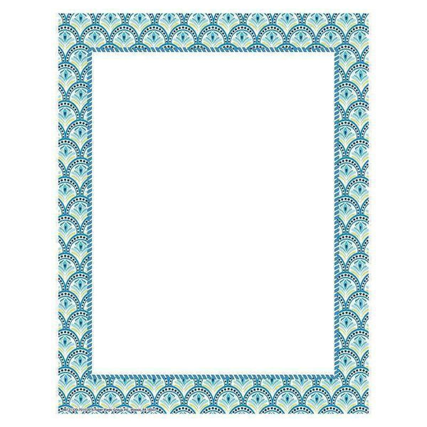 BLUE HARMONY PEACOCK COMPUTER PAPER-Learning Materials-JadeMoghul Inc.