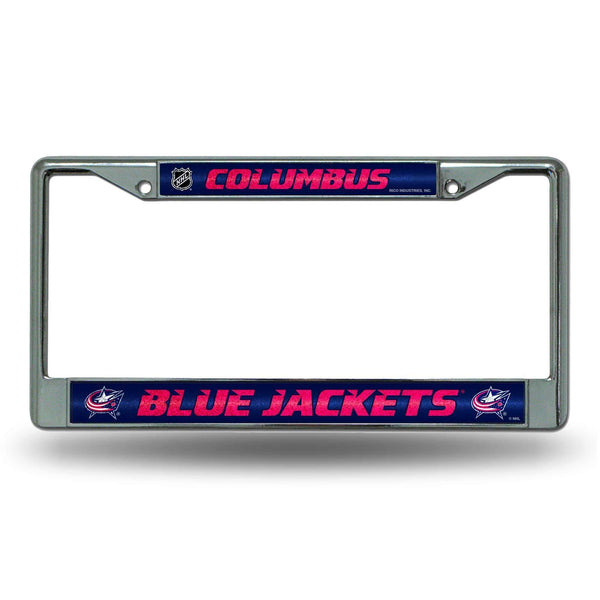 Vehicle License Plate Frames Blue Jackets Bling Chrome Frame