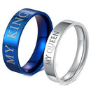 Platinum Wedding Rings Blue Platinum White Tungsten Carbide King Queen Flat Ring