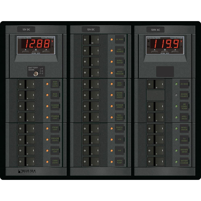 Blue Sea 1218 12V DC Main + 19 Positions - 120V AC Main + 6 Positions [1218]-Electrical Panels-JadeMoghul Inc.