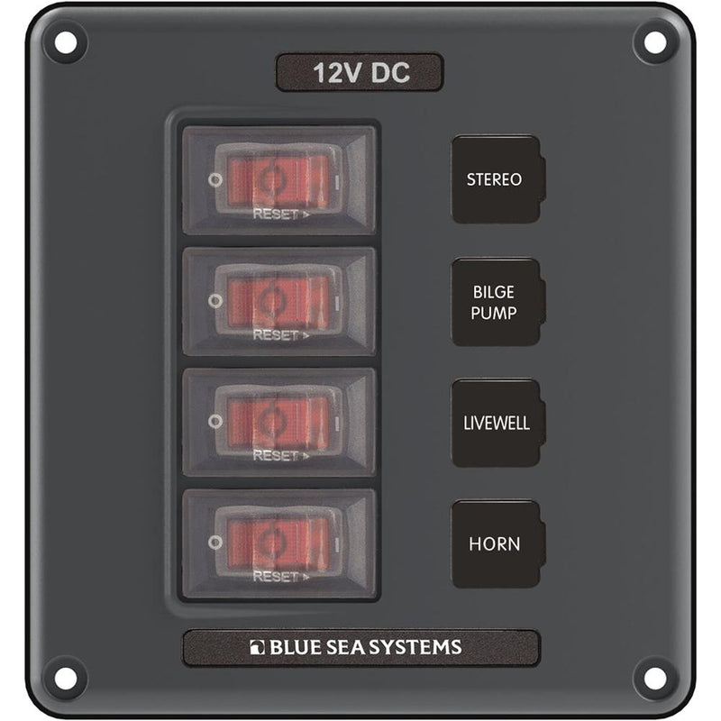 Blue Sea 4320 Circuit Breaker Switch Panel 4 Position - Gray [4320]-Electrical Panels-JadeMoghul Inc.