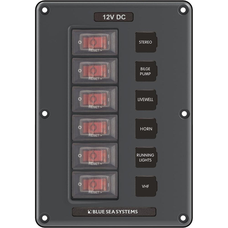 Blue Sea 4322 Circuit Breaker Switch Panel 6 Position - Gray [4322]-Electrical Panels-JadeMoghul Inc.