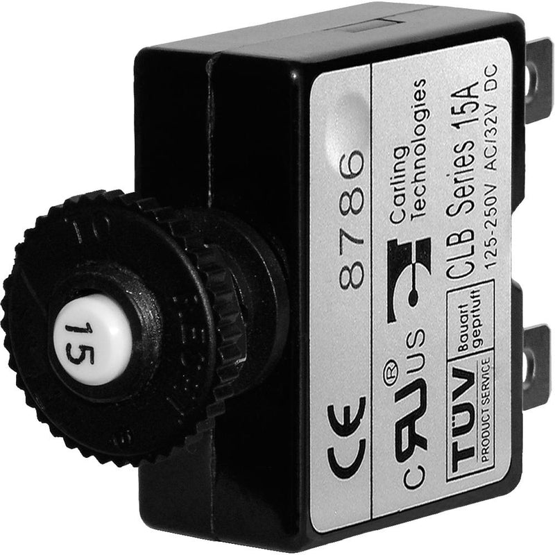 Blue Sea 7056 15A Push Button Thermal with Quick Connect Terminals [7056]-Circuit Breakers-JadeMoghul Inc.