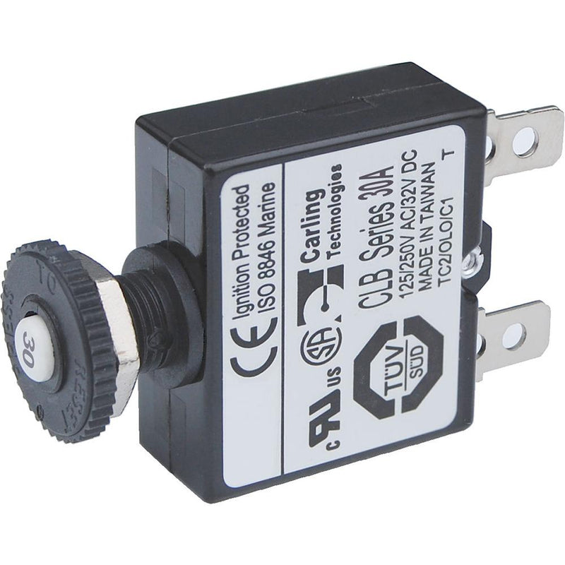 Blue Sea 7059 30A Push Button Thermal with Quick Connect Terminals [7059]-Circuit Breakers-JadeMoghul Inc.