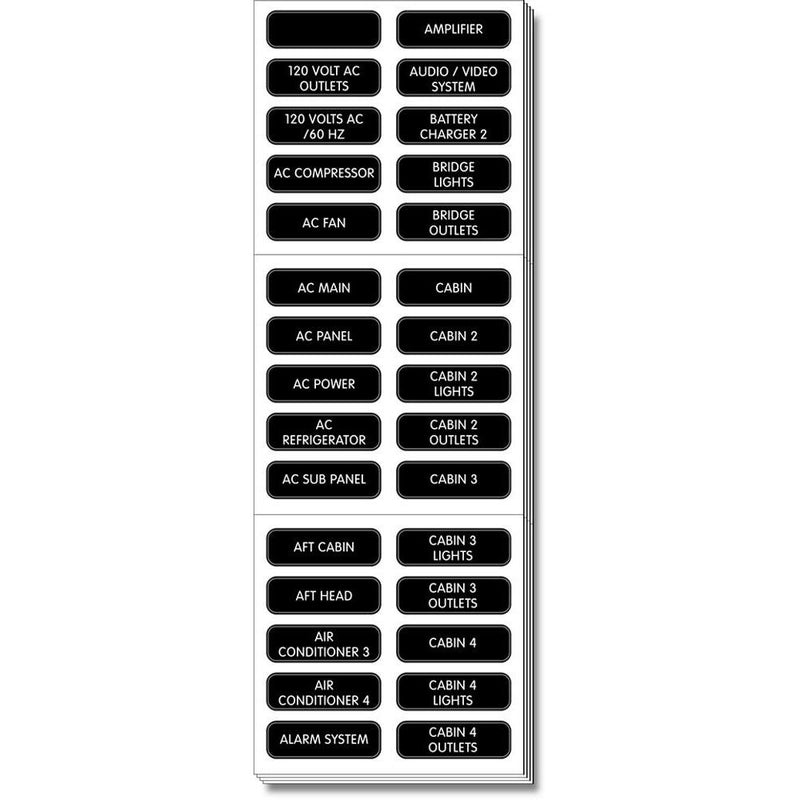 Blue Sea 8067 AC Panel Extended 120 Label Set [8067]-Switches & Accessories-JadeMoghul Inc.