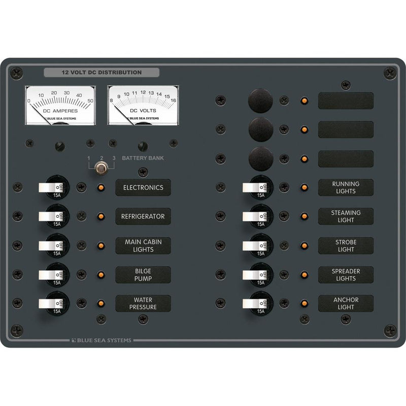 Blue Sea 8068 DC 13 Position Toggle Branch Circuit Breaker Panel - White Switches [8068]-Electrical Panels-JadeMoghul Inc.