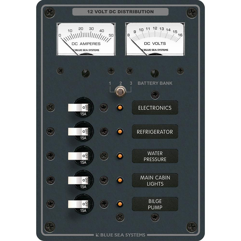 Blue Sea 8081 DC 5 Position Toggle Branch Circuit Breaker Panel - White Switches [8081]-Electrical Panels-JadeMoghul Inc.