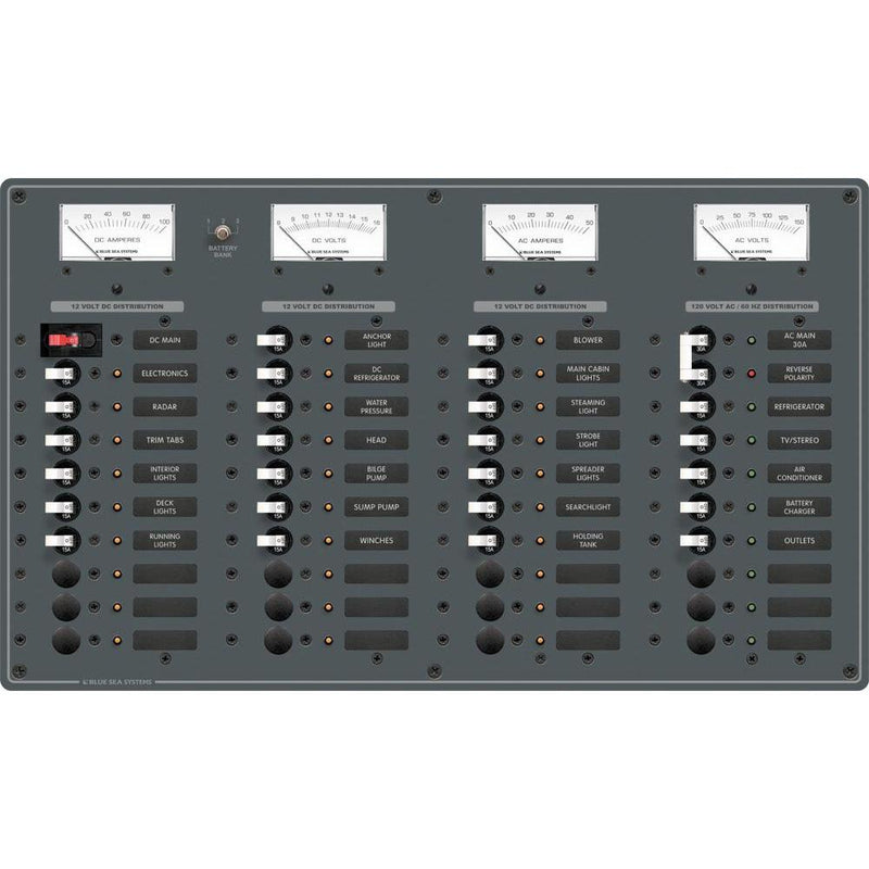 Blue Sea 8095 AC Main +8 Positions - DC Main +29 Positions Toggle Circuit Breaker Panel (White Switches) [8095]-Electrical Panels-JadeMoghul Inc.