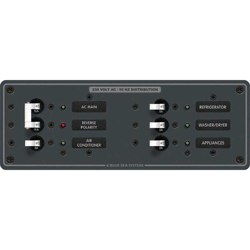 Blue Sea 8199 AC Main + Branch A-Series Toggle Circuit Breaker Panel (230V) - Main + 4 Position [8199]-Electrical Panels-JadeMoghul Inc.