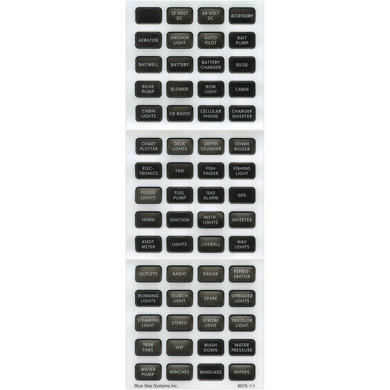 Blue Sea 8214 Black Small Format Label Kit - 60 Labels [8214]-Switches & Accessories-JadeMoghul Inc.