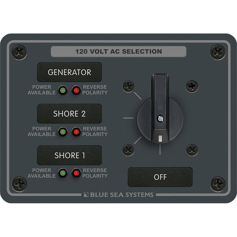 Blue Sea 8366 AC Rotary Switch Panel 30 Ampere 3 Positions + OFF, 2 Pole [8366]-Electrical Panels-JadeMoghul Inc.