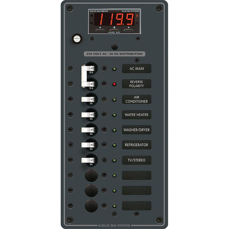 Blue Sea 8506 Breaker Panel - AC Main + 8 Positios (European) - White [8506]-Electrical Panels-JadeMoghul Inc.