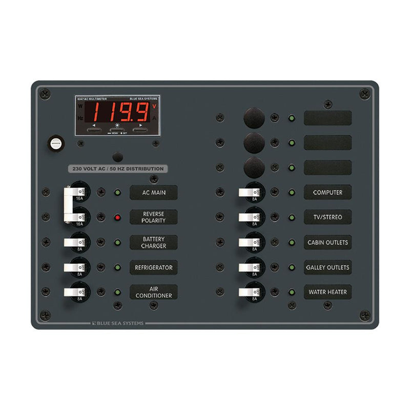 Blue Sea 8507 Breaker Panel - AC Main + 11 Position (European) - White [8507]-Electrical Panels-JadeMoghul Inc.