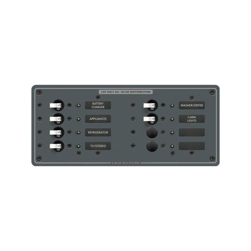Blue Sea 8511 AC 8 Position 230v (European) Breaker Panel (White Switches [8511]-Electrical Panels-JadeMoghul Inc.