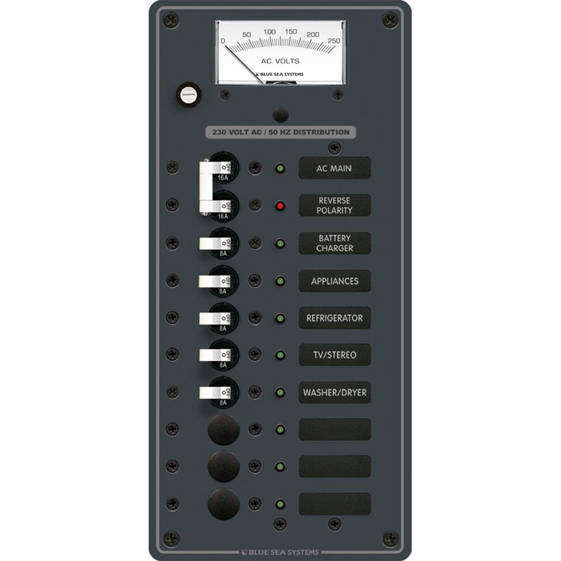 Blue Sea 8588 Breaker Panel - AC Main + 8 Positions (European) - White [8588]-Electrical Panels-JadeMoghul Inc.