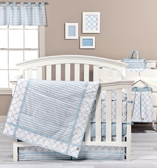 Blue Sky 3 Piece Crib Bedding Set-SKY BLUE-JadeMoghul Inc.