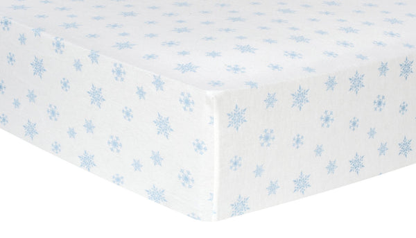 Blue Snowflakes Deluxe Flannel Fitted Crib Sheet-SEASON-JadeMoghul Inc.