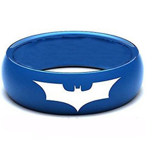 Batman Ring Blue Tungsten Carbide Batman Dome Court Ring